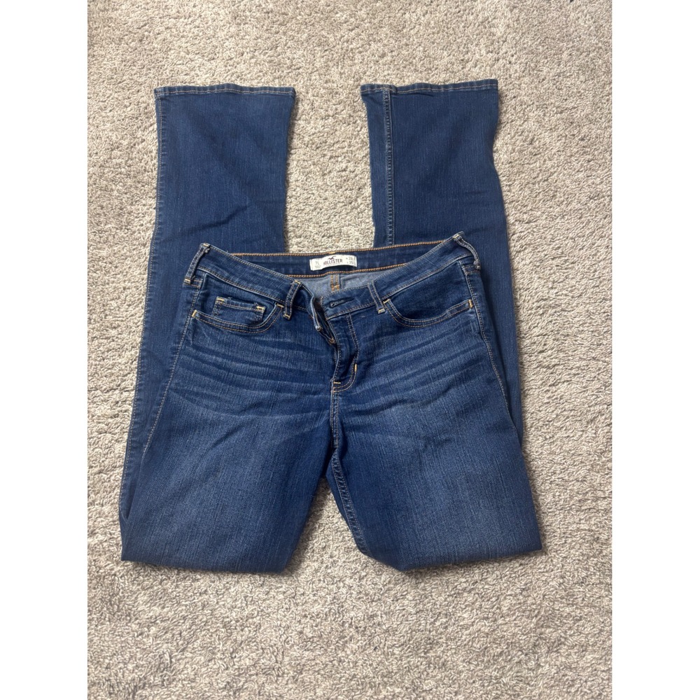 Hollister Bootcut Jeans Womens 7L W28 L35 Dark Wash Low Rise Stretch Denim